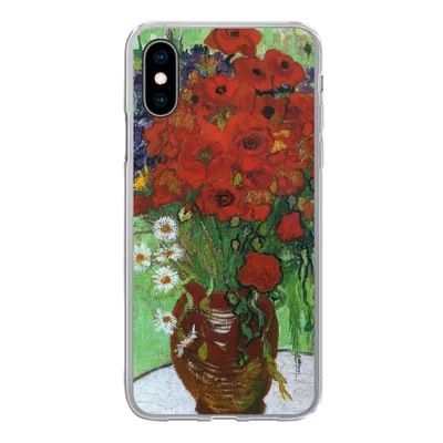 Produktbild von MuchoWow® Handyhülle Schutzhülle Hülle für iPhone X Vase mit roten Mohnblumen und Gänseblümchen - Vincent van Gogh Silikon Softcase Handy Hülle - Handyhülle