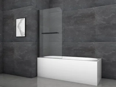 Produktbild von Badewannenfaltwand MARWELL Black Vital 1 - 1-flg, 140x80cm - Duschwand für Badewanne in schwarz - Duschabtrennung