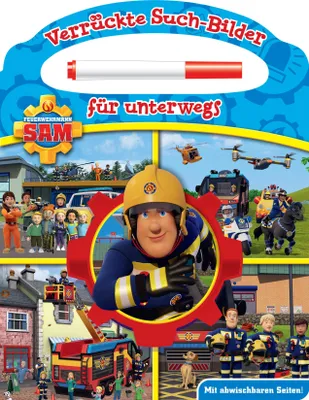 Produktbild von Feuerwehrmann Sam - Verrückte Such-Bilder für unterwegs - Wimmelbuch - Pappbilderbuch mit Stift und abwischbaren Seiten ab 3 Jahren