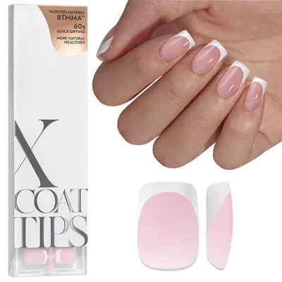 Image de Ongles artificiels courts, forme carrée, couleur rose, gel souple, paquet de 20