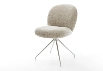 Produktbild von DELIFE Esszimmerstuhl Nube-Flex Webstoff Soft Beige Kreuzgestell konisch Edelstahl Taschenfederkern