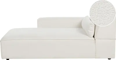 Produktbild von BELIANI Modul Chaiselongue Cremeweiß Bouclé-Bezug mit Armlehne Rechts 1 Dekokissen Skandi Modern Sofaliege Recamière für Modulsofa Wohnzimmer