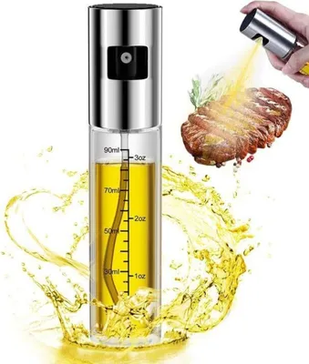 Produktbild von 4-in-1 nachfüllbare 100ml Öl- & Essigsprüher Flasche mit Graduierung, geeignet für Grillen, Braten, Salat & Backen