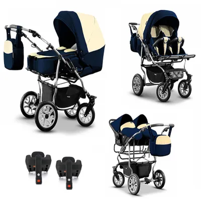 Produktbild von Zwillingskinderwagen 5 in 1 City Twin inkl. Autositze - 16 Teile -  in 19 Farben