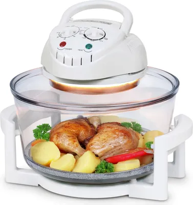 Produktbild von TZS First Austria Halogenofen 1400W, Heissluftofen 17L, bis 250°C, Halogen Ofen mit Erweiterungsring , Mini Backofen Weiß