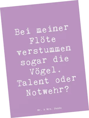 Produktbild von Mr. & Mrs. Panda Ansichtskarte Spruch Besondere Flöte - Lavendeltraum - Geschenk, bildkarte, Instrument, Musik, Postkarten, Ansichtskarten, Musikinstrument, Postkarte