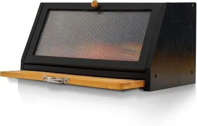 Productafbeelding van Lunchbox met snijplank - Bamboe, 39 x 25 x 20 cm, zwart