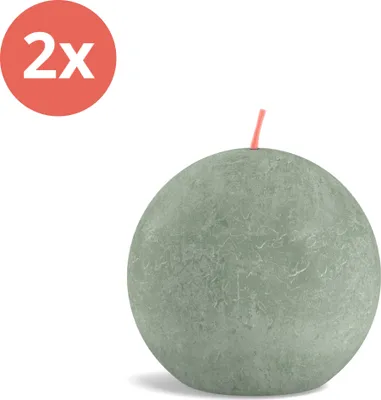 Produktbild von Bolsius - Rustikale Kugelkerze - Ø76mm - Jadegrün - Vorteilspack - 2 Stücke