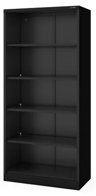 Image de Étagère de bureau en métal, à assembler, avec fond fermé, de couleur noire, dimensions : 900 x 1950 x 450 mm : RUFUS