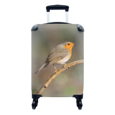 Produktbild von MuchoWow® Koffer Handgepäck Trolley Rollkoffer Kleine Reisekoffer mit 4 Rollen - Rotkehlchen - Vogel - Natur - Cabin Size < 55x40x23 cm & 55x40x20 cm - Fotokoffer - Kabinenkoffer - Boardgepäck - Reise-Box - Reisekoffer - Reisegepäck - Koffer mit Bild - Trolley für Kinder