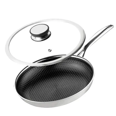 Produktbild von YEZEY Profesionální indukční pánev Nepřilnavá 24 cm S poklicí Nerezová ocel Mitsu Hybrid Bez a Voštinový vzor HEX