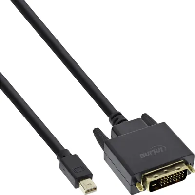 Produktbild von InLine Mini DisplayPort zu DVI Konverter Kabel, schwarz, 0,5m, 0,5 m, Mini DisplayPort, DVI-D, Stecker, Stecker, Gold