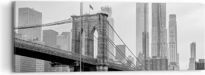 Produktbild von Bild auf Leinwand - Leinwandbild - 3 Teile - Brücke Brooklyn schwarz und weiß - 90x30cm - Wand Bild - Wanddeko - Wandbilder - Leinwanddruck - Bilder - Wanddekoration - Leinwand bilder - CA90x30-4245