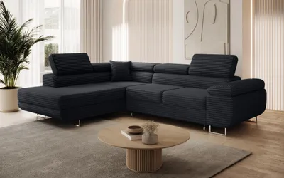 Produktbild von Modernes Ecksofa ASTON mit Schlaffunktion & Bettkasten, Ausziehbare Wohnlandschaft in L-Form, Stauraum, Schlafsofa, Links