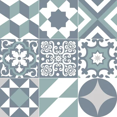 Image de Autocollants antidérapants pour sol avec film protecteur – CARREAUX DE CIMENT LAURIANA – 120 x 120 cm – 9 autocollants de 40 x 40 cm