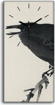 Produktbild von Wanduhr Bürouhr Leinwand Bild 30x60 Gemälde Asiatische Tier Vogel Krähen Kunst - schwarze Hände