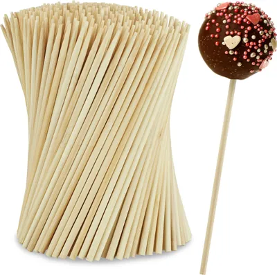 Obrázok produktu pre Relaxdays Tyčinky na cake popy, 400 ks, bambusové, tyčinky na lízanky s dĺžkou 15 cm, na cake popy a lízanky, tyčinky na cake popy, prírodná farba