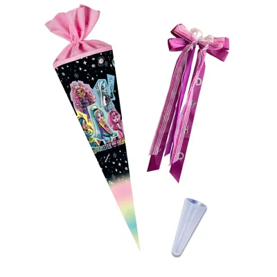Produktbild von Nestler Schultüte Monster High - Best Boos forever 70 cm rund mit Filz, inkl. Schleife und Spitzenschutz