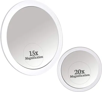 Produktbild von Vergrößerungsspiegel 20x und 15x mit Saugnapf, runder Kosmetikspiegel, Ø 15 cm und Ø 10 cm