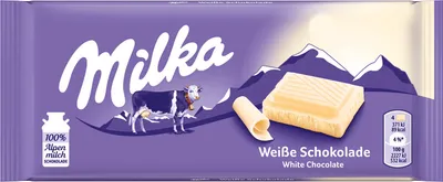 Produktbild von Milka 30602060, Weiße Schokolade, 100 g, 2227 kJ, 532 kcal, 28 g, 17 g