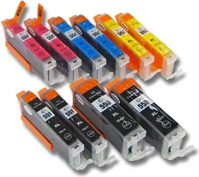 Produktbild von vhbw 10x Tintenpatronen kompatibel mit Canon Pixma MG5655, MG5450, MG5500, IP7250, MG5600, MG5550, IX6850, IP8750, MG5650 Drucker + Chip (Kompatibel)