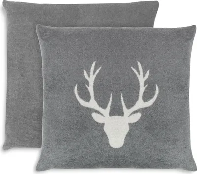 Produktbild von 2ER Set Kopfkissenbezug, 50x50 cm, Baumwollmix, Hirsch, Grau Helgrau