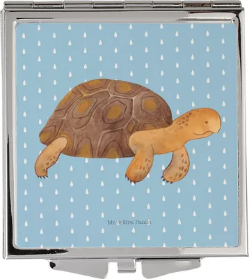 Produktbild von Mr. & Mrs. Panda Schminkspiegel Schildkröte Marschieren - Blau Pastell - Geschenk, Meer, Motivation, Kosmetikspiegel, Taschenspiegel, Lieblingsmensch, Abenteuer, Neustart
