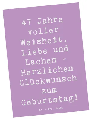 Produktbild von Mr. & Mrs. Panda Postkarte Spruch 47. Geburtstag - Lavendeltraum - Geschenk, Glückwünsche, bildkarte, Happy Birthday, Alter, Postkarten, Persönliche Geschenke, Liebevolle