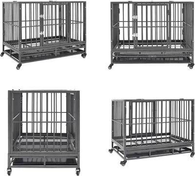 Obrázok produktu pre vidaXL Klietka pre psa s kolieskami oceľová 92x62x76 cm - Klietka pre psa - Klietka pre psa s kolieskami - Klietky pre psov s kolieskami