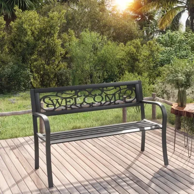 Produktbild von The Living Store Gartenbank 125 cm Stahl Schwarz