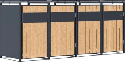Image de Axi Luke Cache Poubelle En Métal, Anthracite/Effet Bois - Abri Poubelle Pour 4 Conteneurs - Max. 240L - Abri Poubelle Extérieur Avec Excellente