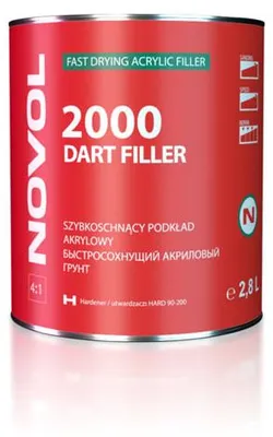 Zdjęcie produktu dla PODKŁAD AKRYLOWY SZYBKOSCHNĄCY CZARNY Novol 2000 DART FILLER 3500ml KOMPLET