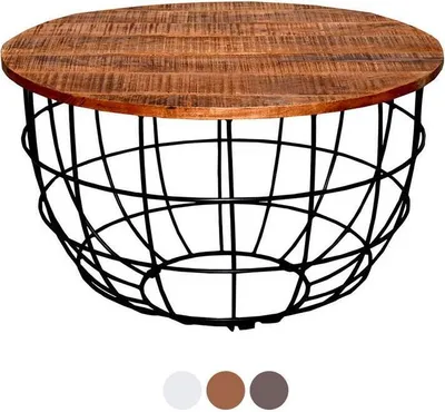 Produktbild von Soma Couchtisch Wohnzimmer-Tisch rund Lexington ø 80 cm Metall Gestell Massivholz Tischplatte (BxHxL) 80 x 50 x 80 cm tabacco