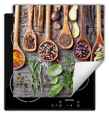 Produktbild von DarHaus Herdabdeckplatte 50x52 cm Anti Rutsch Matte Aufrollbar, Gewürze - Holz