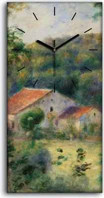 Produktbild von Wanduhr Uhr Wandbild Leinwand Geräuschlos 30x60 Malerei Wald Bäume Haus Kunst - schwarze Hände