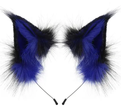 Produktbild von Fuchs Wolf Tier Ohren Stirnband Kunstpelz Haarband Cosplay Kostüm Zubehör Karneval Fasching Halloween - Farbe: Blackblue