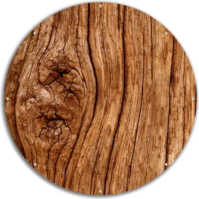Produktbild von Wallario rundes Outdoor-Poster für Garten oder Balkon, Motiv Holzstamm mit Asteinschluss, 60 cm Durchmesser