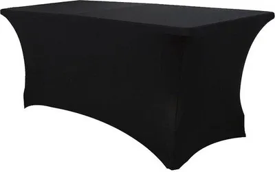 Produktbild von Rechte Tischdecke aus Elasthan - Ideal für Hochzeiten und Partys - Schwarz - Langlebig und dehnbar - Perfekt für Buffets - inkl. 1 Tischklammern.