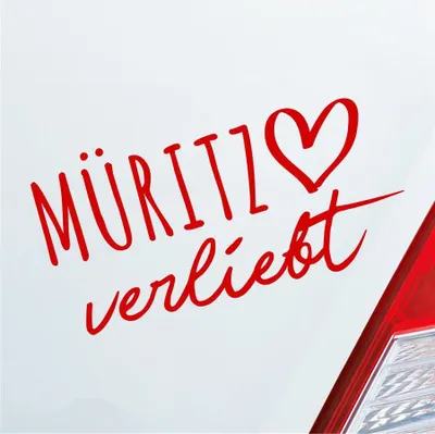 Produktbild von Auto Aufkleber Müritz verliebt Herz See Sea Liebe Car 19x10 cm Rot Sticker Heckscheibenaufkleber