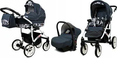 Produktbild von BabyLux® Largo | 3in1 Kinderwagen Set | Grey Geometric | Kombikinderwagen | Kinderwagenset | Bug