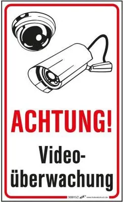 Produktbild von Hinweisschild Schild - Achtung  Videoüberwachung - Gr. ca. 5 cm  x 8,3 cm - 308815/2
