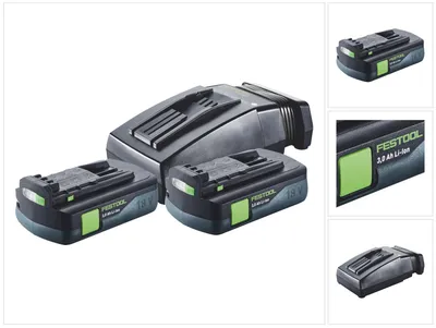Zdjęcie produktu dla Zestaw energetyczny Festool 2x akumulator BP 18 Li 3.0 C 18 V 3.0 Ah / 3000 mAh Li-Ion ( 2x 577658 ) + ładowarka TCL 6 ( 201135 )