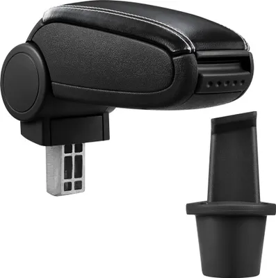 Immagine prodotto di [Bracciolo centrale, perfetto per Dacia Duster dal 2010 - bracciolo con vano portaoggetti - rivestito - pelle artificiale nera con cuciture bianche