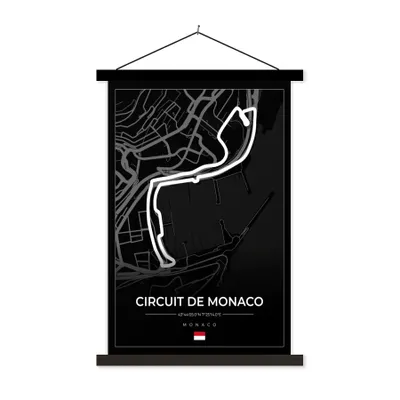 Produktbild von MuchoWow® Textilposter Monaco - Formel 1 - Circuit de Monaco - Rennstrecke - Schwarz 120x180 cm mit schwarzem Rahmen - Fotos