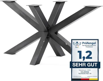 Produktbild von HOLZBRINK Tischbeine aus Metall, Tischgestell für Beistelltisch Couchtisch Gartentisch, 150x70x72 cm (LxBxH), Rohstahl mit Klarlack, 1 Stück