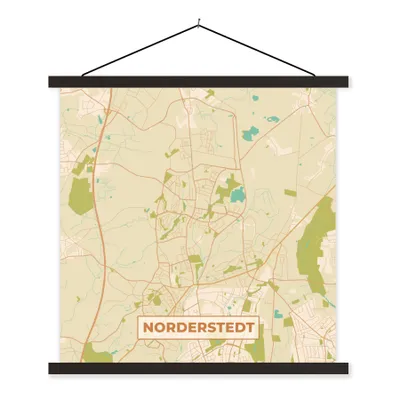 Produktbild von MuchoWow® Textilposter Norderstedt - Karte - Vintage - Stadtplan 90x90 cm mit schwarzem Rahmen - Magnetisches