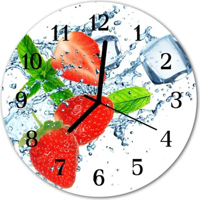 Produktbild von Glasuhr Wanduhr Küchenuhr Echt-Glas 30fi cm Erdbeeren rot