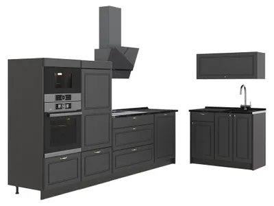 Zdjęcie produktu dla Kuchnia Vicco Fame-Line Anthrazit Gold rustykalny/Antracyt 380 cm, BP Antracyt, Model 64048