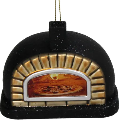 Produktbild von Christbaumschmuck Glas 10cm Pizzaofen Figur Schwarz