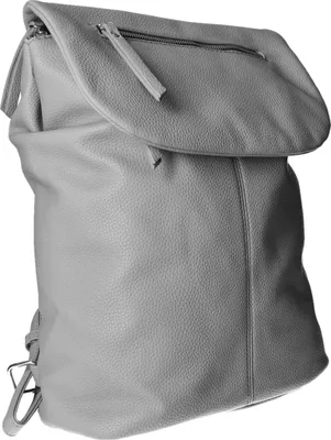 Produktbild von Rucksack Grau NG55034-GY aus glattem Kunstleder mit Überschlag 25,5x33x13 cm (BxHxT)